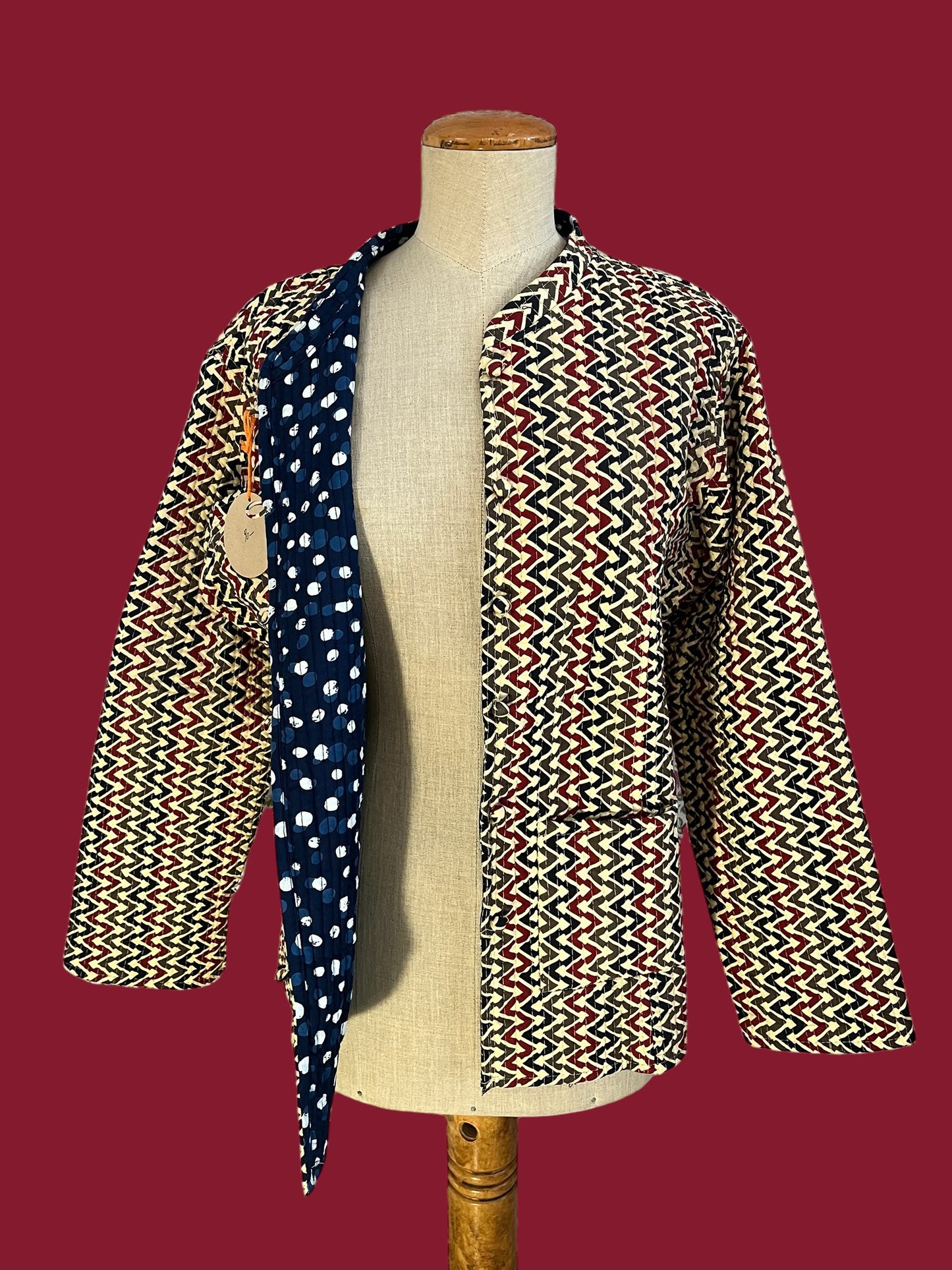 Kantha batik print double-face jacket