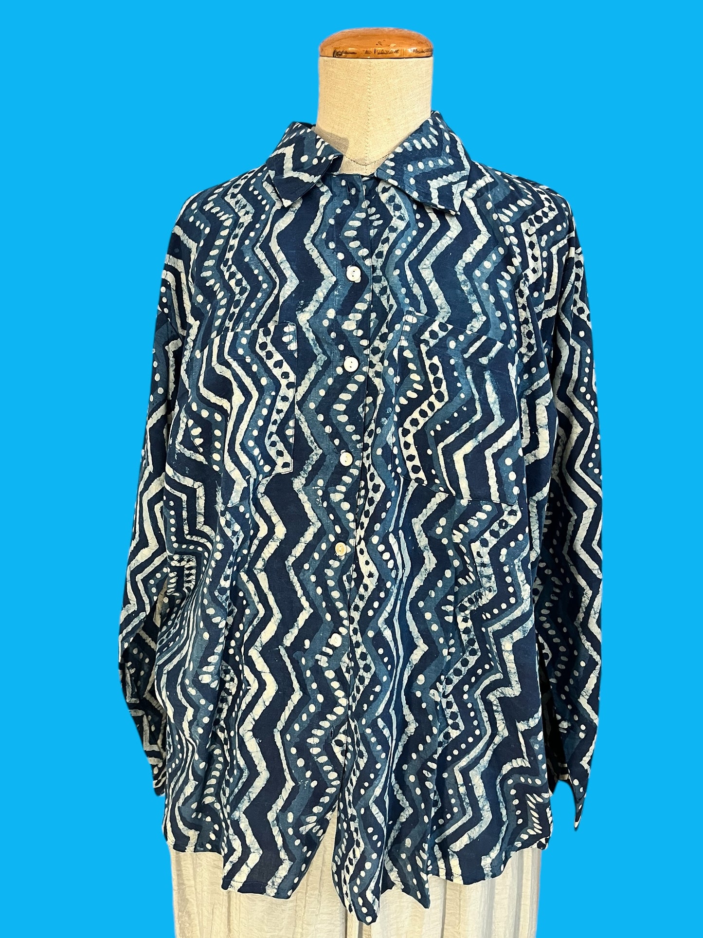 Cotton batik blue shirt