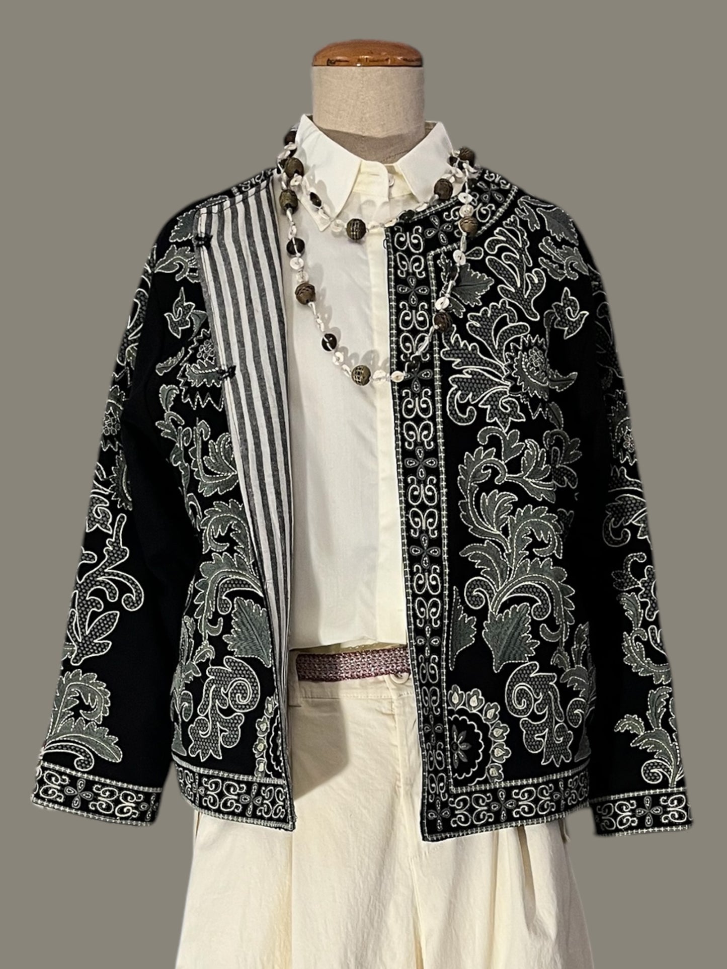 Black cotton embroidered jacket