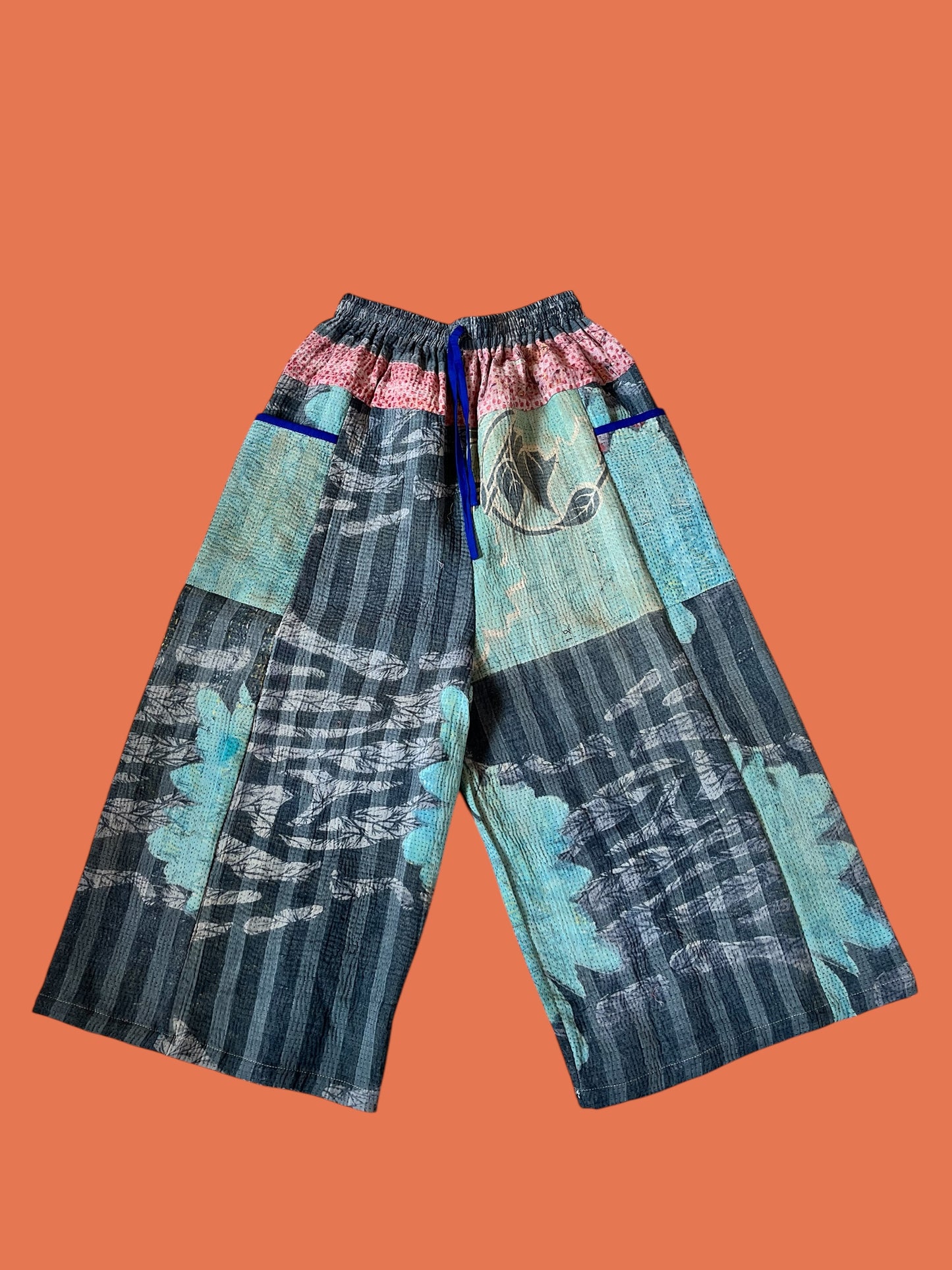 Kantha pants, unique vintage kantha fabric