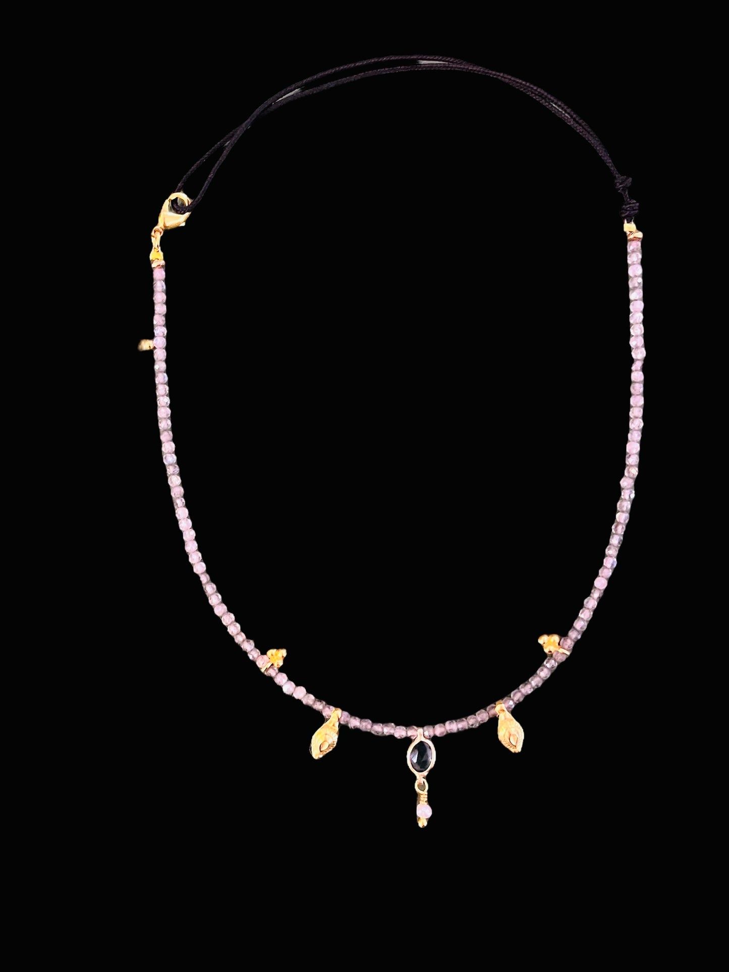 Quartz and brass/gold necklace