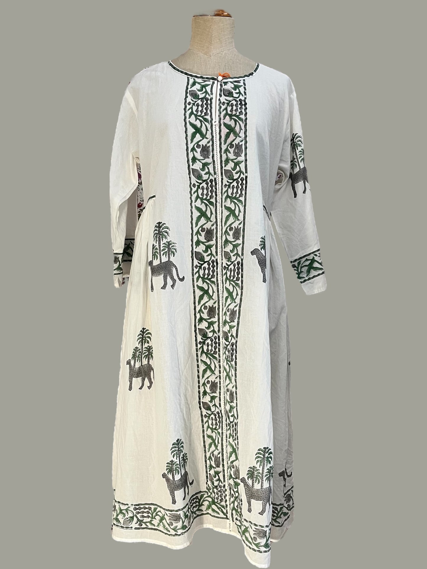 Jungle block print midi dress