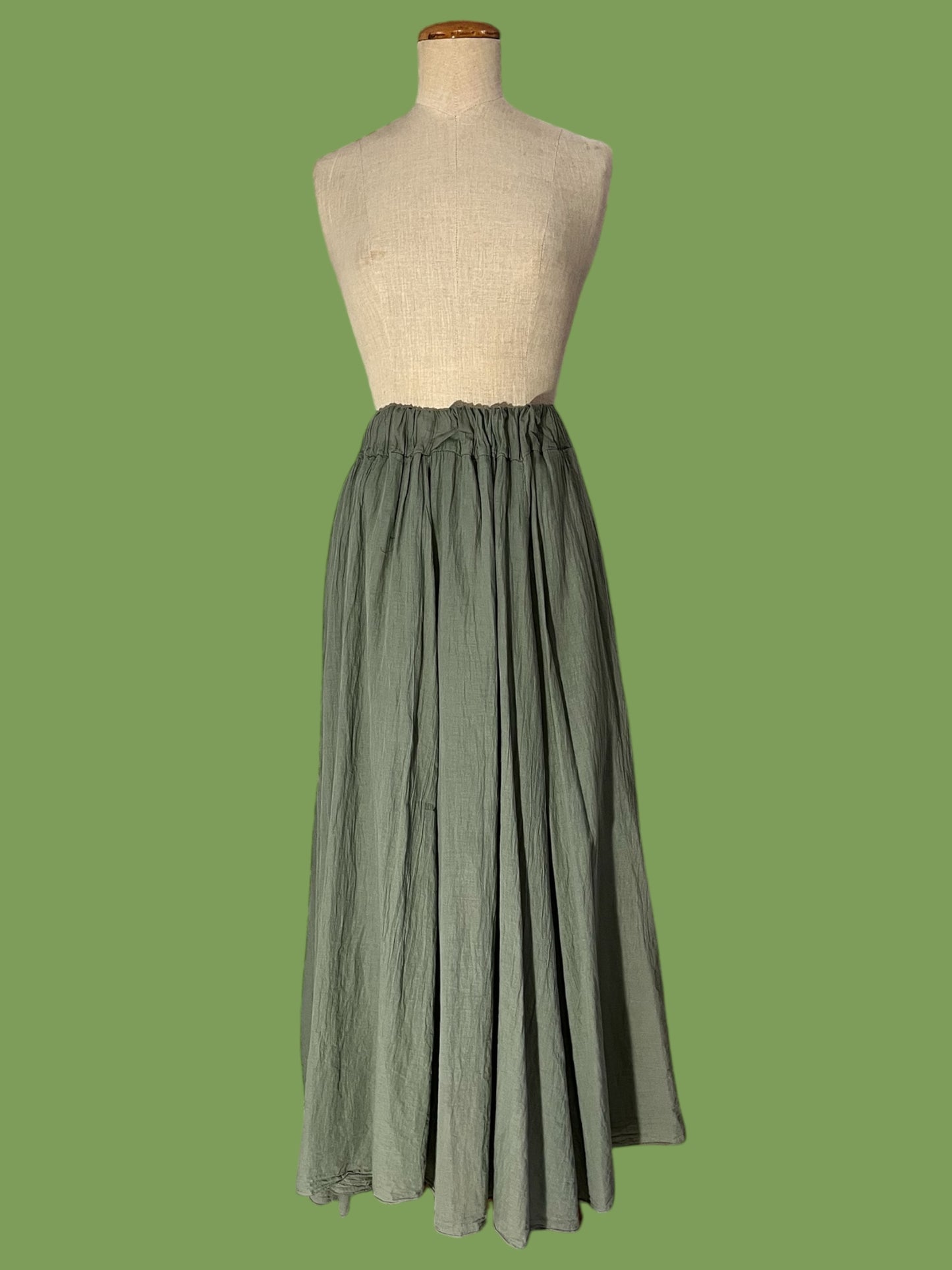 Cotton green long skirt