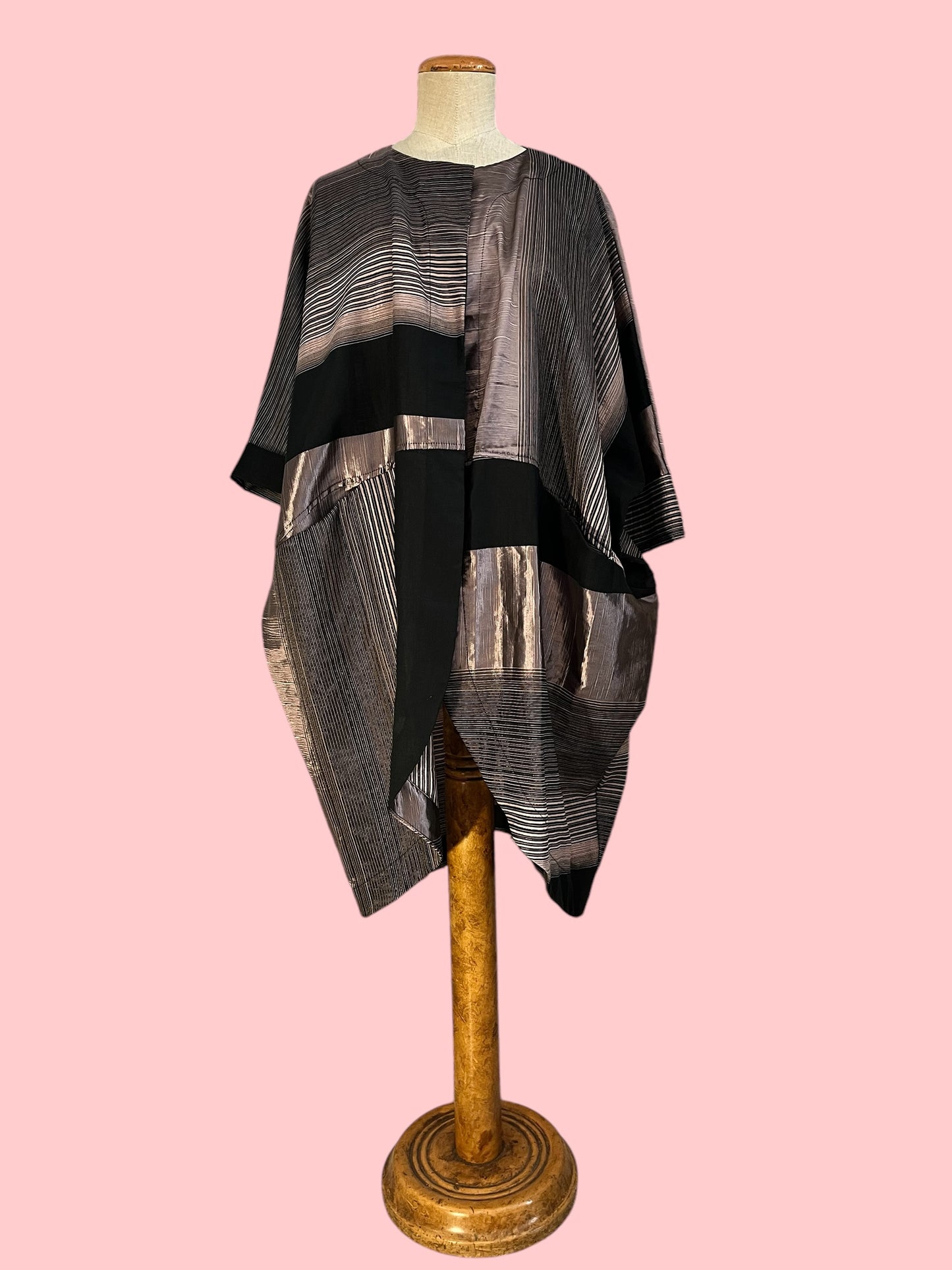 Cotton pink and black trench coat