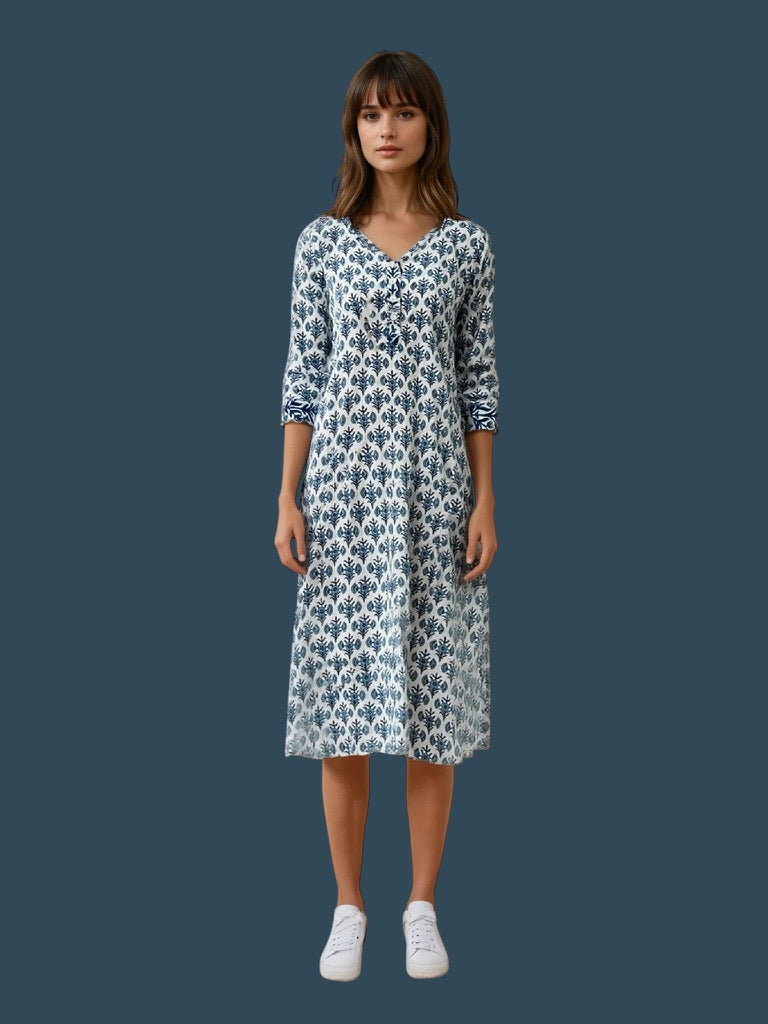 Block print midi dress
