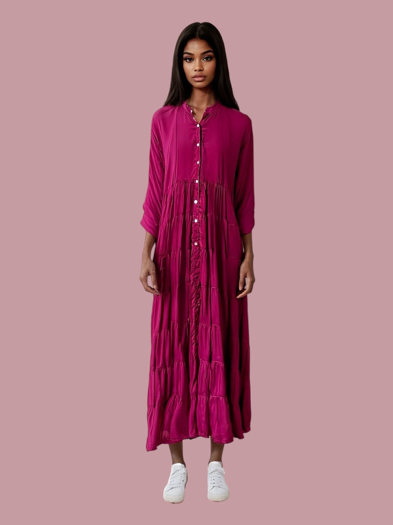 Cotton mauve long dress