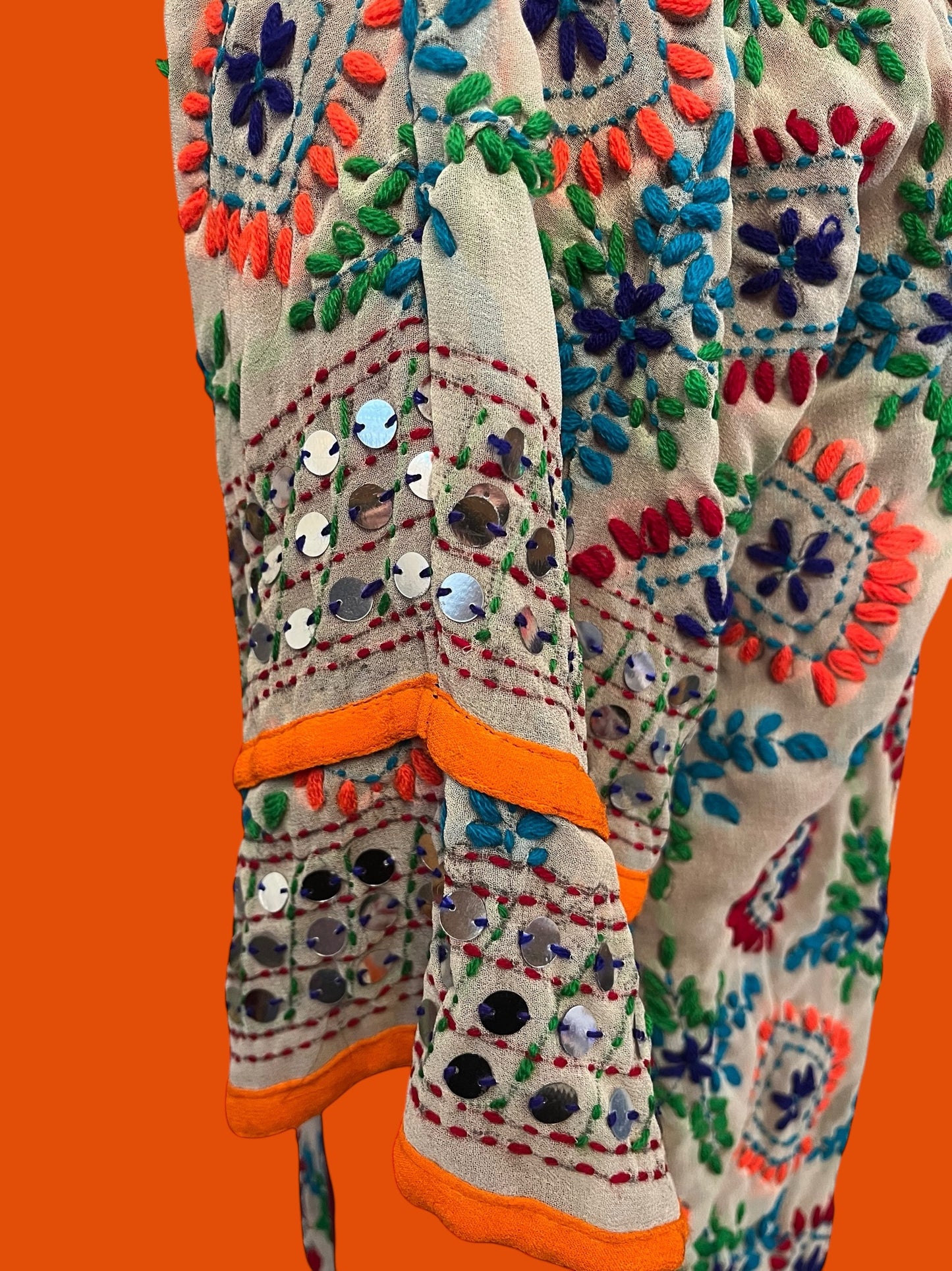 Cotton and gold kimono coat, embroidered