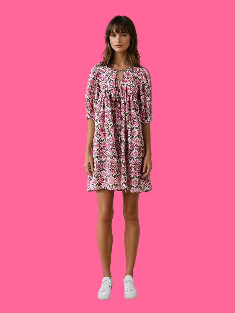 Cotton block print dress