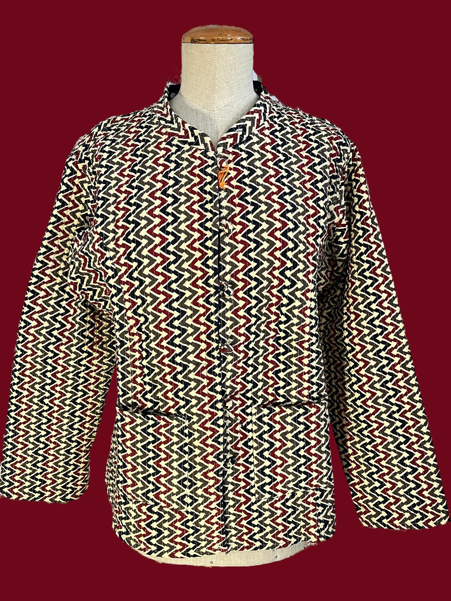 Kantha batik print double-face jacket