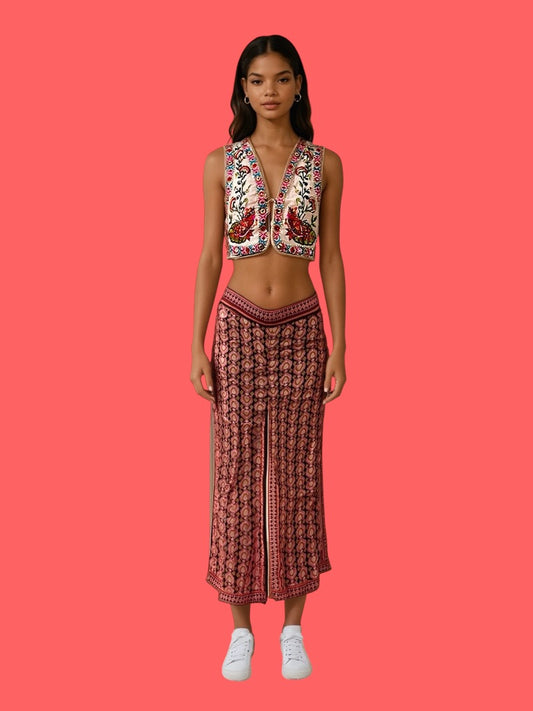 Viscose print pants