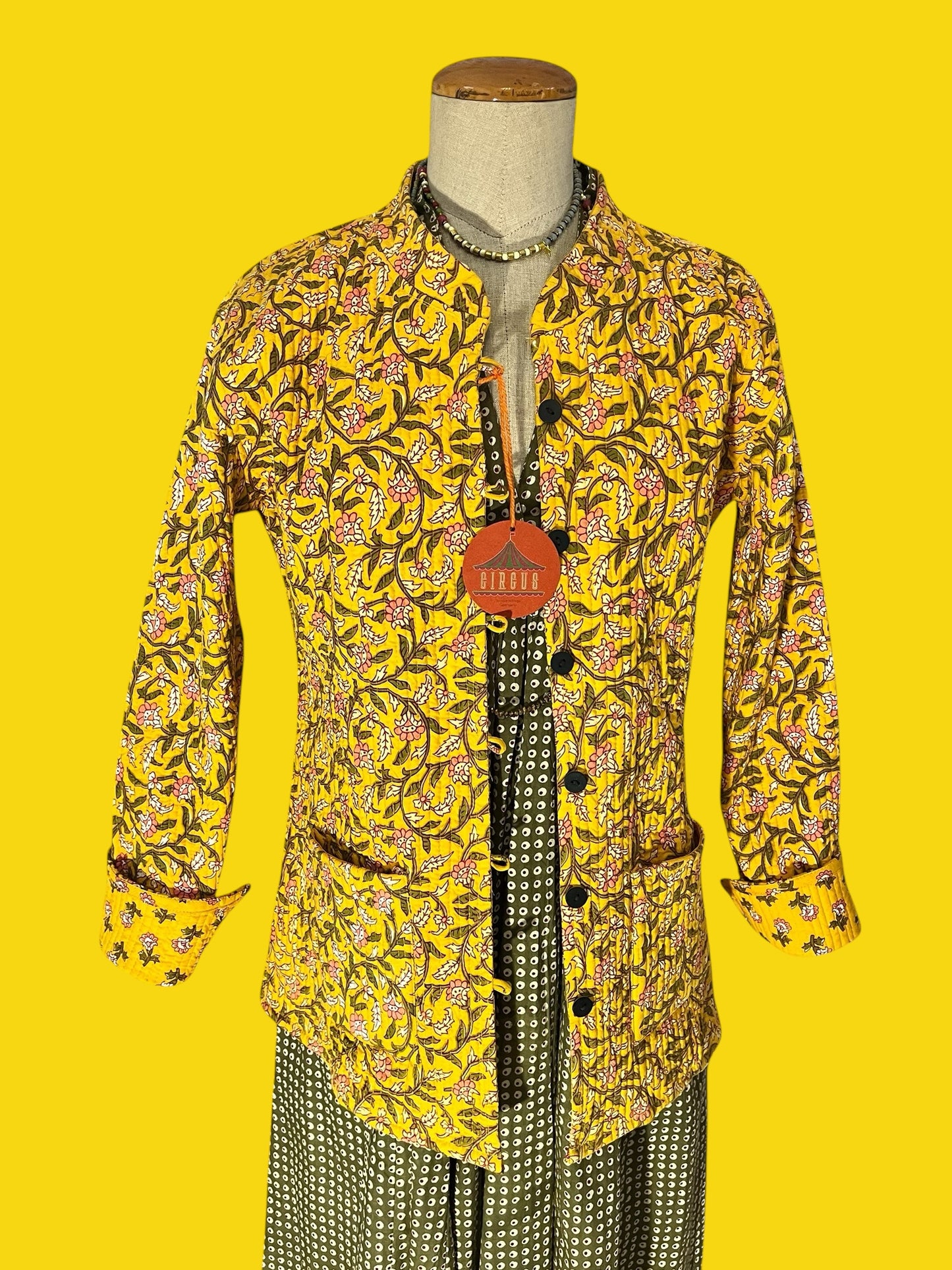 Kantha double-face yellow jacket